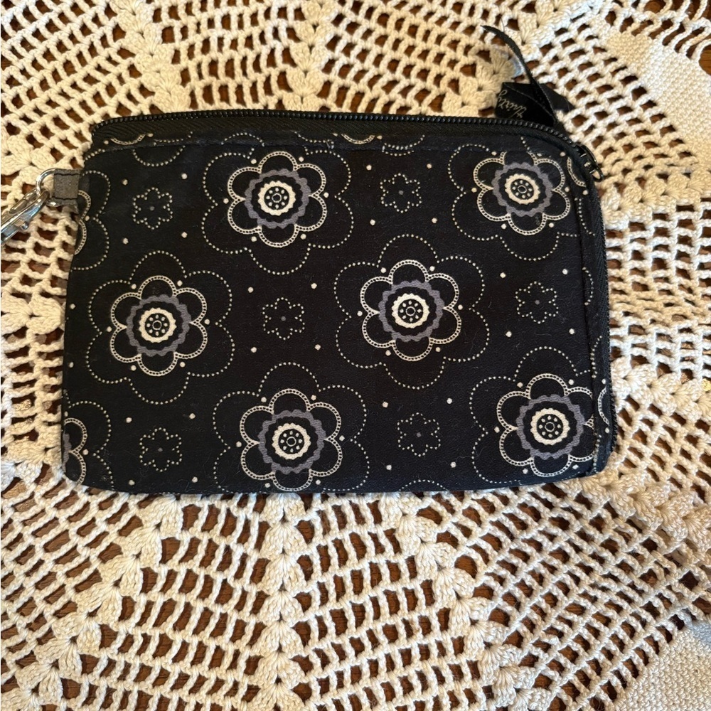 Thirty-One brand wristlet, in the "Onyx Blossom" pattern. - Picture 2 of 11